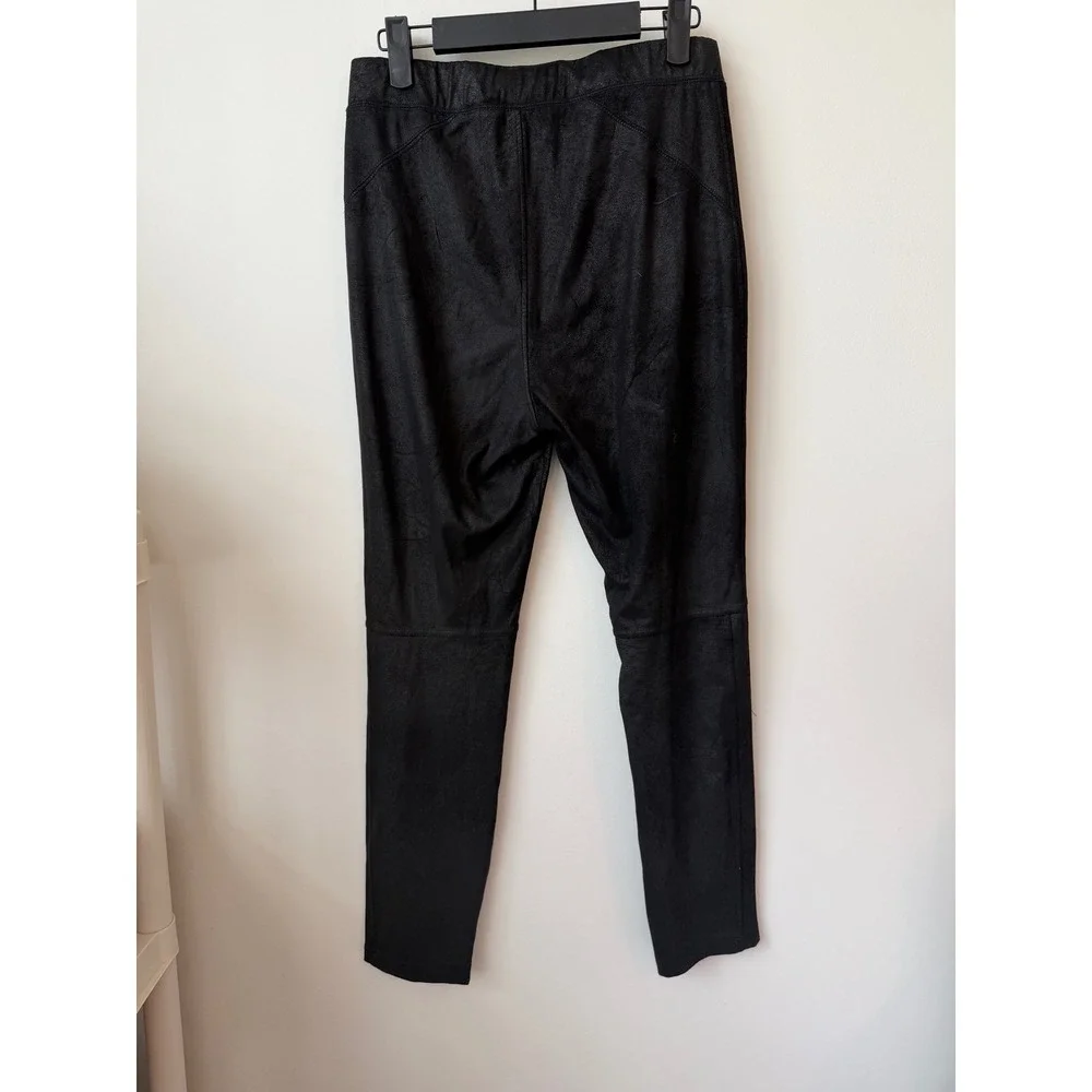 Free People Black Vegan Suede Moto Leggings Metallic Pull On Slim Fit Small